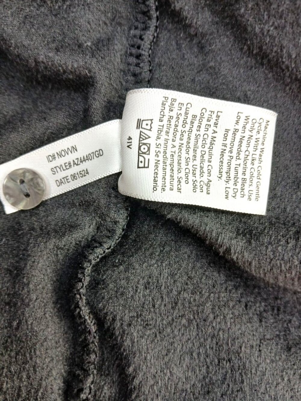 Aria Collection Womens 3X Black Velour Nightgown Button Front Knit Recycled Eco - Picture 8 of 13